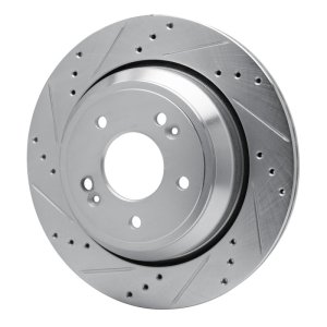Hyundai Equus Brake Rotor (1) - Rear Left - R1 Concepts - Drilled & Slotted - Silver - `11-`17